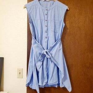 Zara Sleeveless Blue Tunic Shirt Or Mini Dress (If Petite Height)